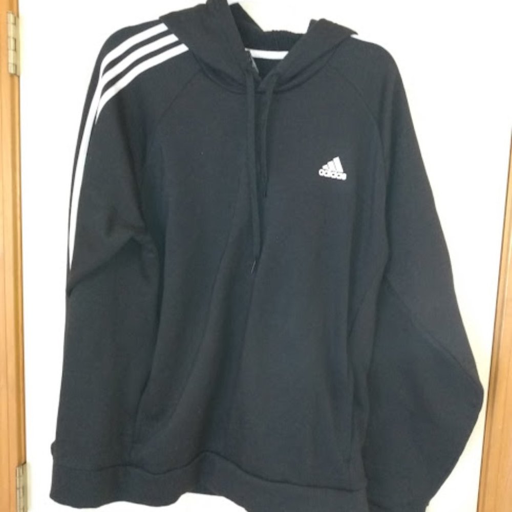 Adidas: Black & white hoodie.